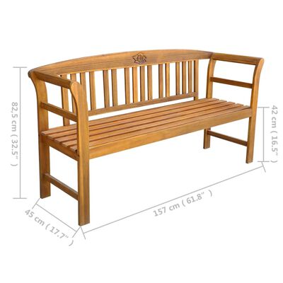 vidaXL Sodo suoliukas su pagalvėle, 157cm, akacijos medienos masyvas