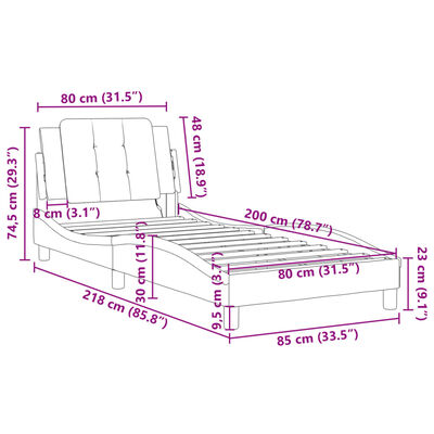 vidaXL Lovos rėmas su LED, juodas ir baltas, 80x200cm, dirbtinė oda