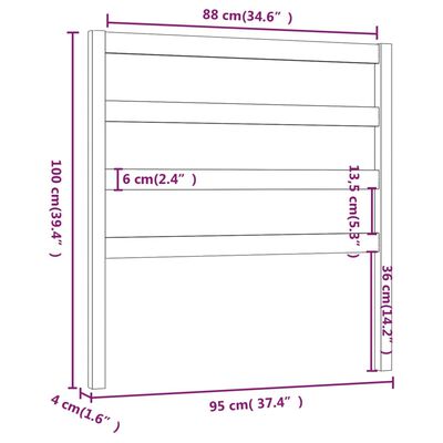 vidaXL Lovos galvūgalis, pilkas, 95x4x100cm, pušies medienos masyvas