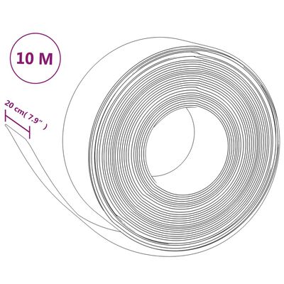 vidaXL Sodo apvadas, juodos spalvos, 10m, 20cm, polietilenas