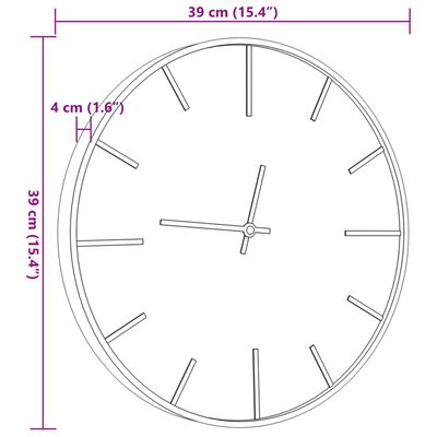 vidaXL Sieninis laikrodis, rudas, Ø39cm, geležis ir apdirbta mediena