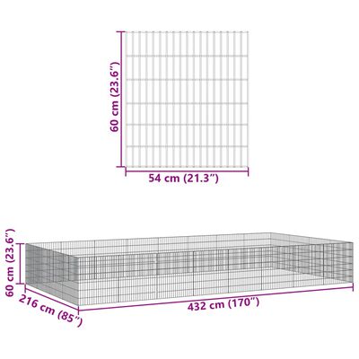 vidaXL Aptvaras gyvūnams, 24 segmentai, 54x60cm, galvanizuota geležis