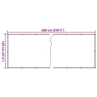 vidaXL Privatumo suteikianti balkono pertvara, pilka, 600x120cm, PVC