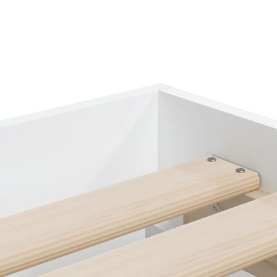 vidaXL Lovos rėmas su stalčiais, baltas, 90x190cm, apdirbta mediena
