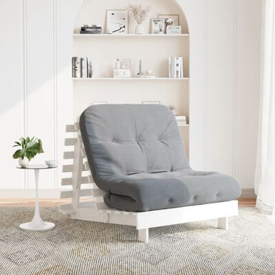 vidaXL Futono sofa-lova su čiužiniu, balta, 80x206x11cm, pušis