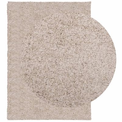vidaXL Shaggy kilimas PAMPLONA, smėlio, 120x170cm, aukšti šereliai