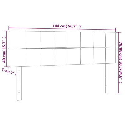 vidaXL Galvūgalis su LED, šviesiai pilkas, 144x5x78/88cm, aksomas