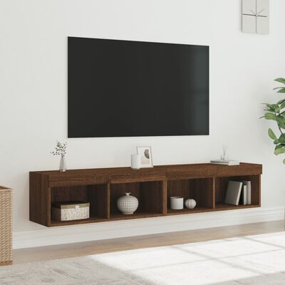 vidaXL TV spintelės su LED, 2vnt., rudos ąžuolo, 80x30x30cm