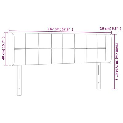 vidaXL Galvūgalis su LED, tamsiai pilkas, 147x16x78/88cm, aksomas