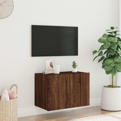 vidaXL Sieninė TV spintelė su LED lemputėmis, ruda ąžuolo, 60x35x41cm