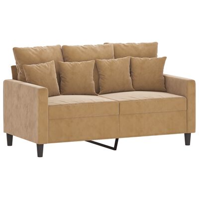 vidaXL Dvivietė sofa, rudos spalvos, 120cm, aksomas