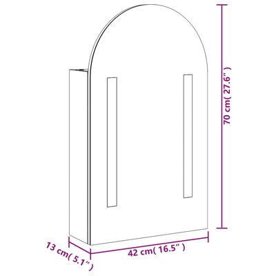 vidaXL Veidrodinė vonios kambario spintelė su LED, ąžuolo, 42x13x70cm