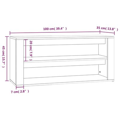 vidaXL Lentyna batams, betono pilka, 100x35x45cm, apdirbta mediena