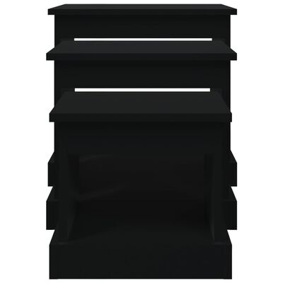 vidaXL Kavos staliukai, 3vnt., juodos spalvos, apdirbta mediena