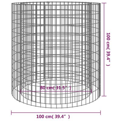 vidaXL Gabiono laužavietė, 100cm skersmens, galvanizuota geležis