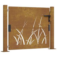 vidaXL Sodo vartai, 105x105cm, corten plienas, žolės dizaino