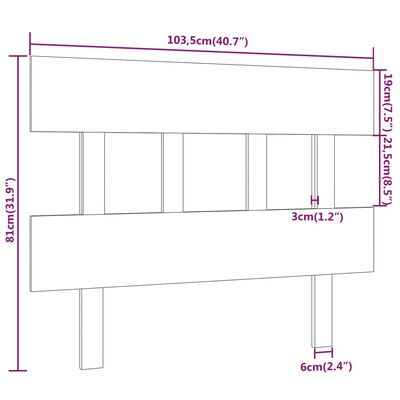 vidaXL Lovos galvūgalis, juodas, 103,5x3x81cm, pušies medienos masyvas