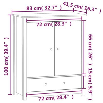 vidaXL Komoda, juodos spalvos, 83x41,5x100cm, pušies medienos masyvas