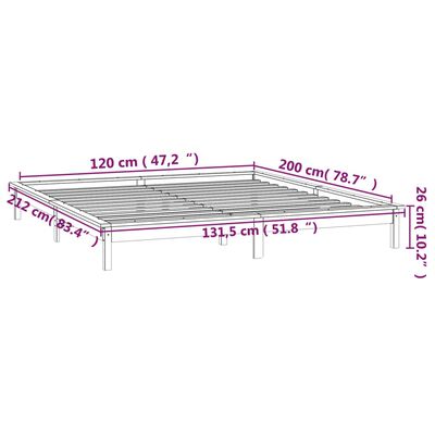 vidaXL Lovos rėmas su LED, 120x200cm, medienos masyvas