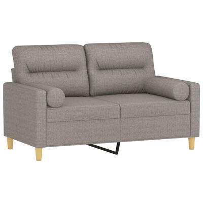 vidaXL Dvivietė sofa su pagalvėlėmis, taupe spalvos, 120cm, audinys