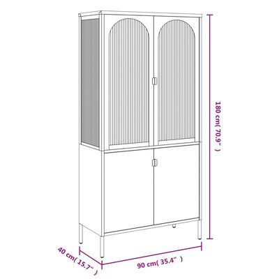 vidaXL Komoda, juodos spalvos, 90x40x180cm, stiklas ir plienas