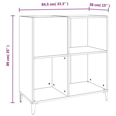 vidaXL Vinilinių plokštelių spintelė, juoda, 84,5x38x89cm, mediena