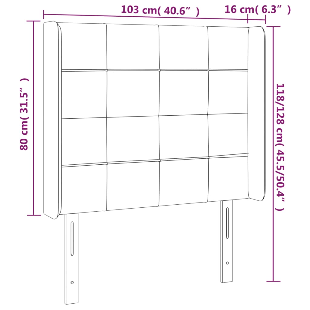 vidaXL Galvūgalis su LED, tamsiai mėlynas, 103x16x118/128cm, aksomas