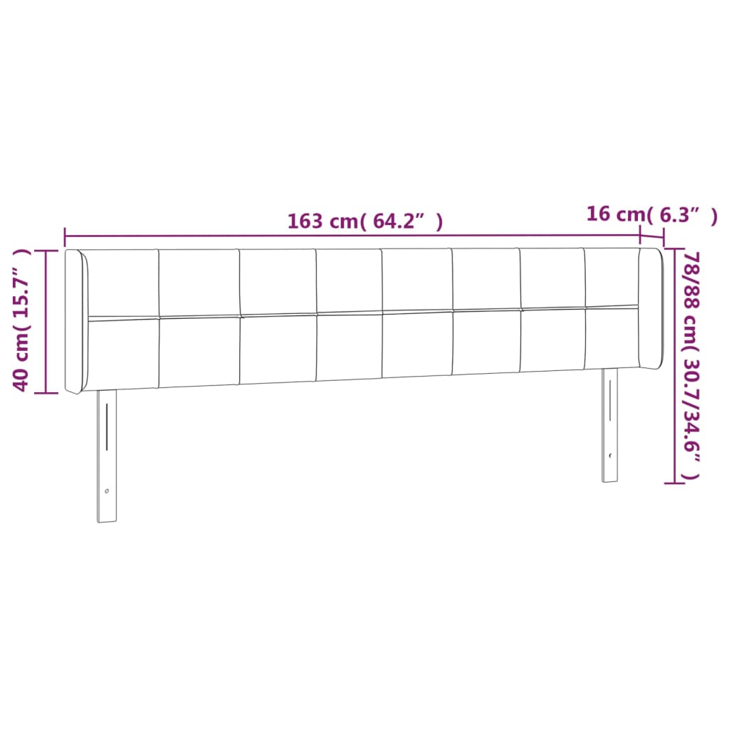 vidaXL Galvūgalis su LED, kreminės spalvos, 163x16x78/88cm, audinys