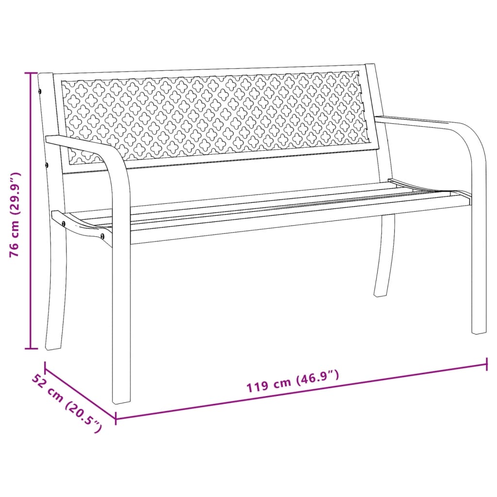 vidaXL Sodo suoliukas, juodos spalvos, 119cm, plienas