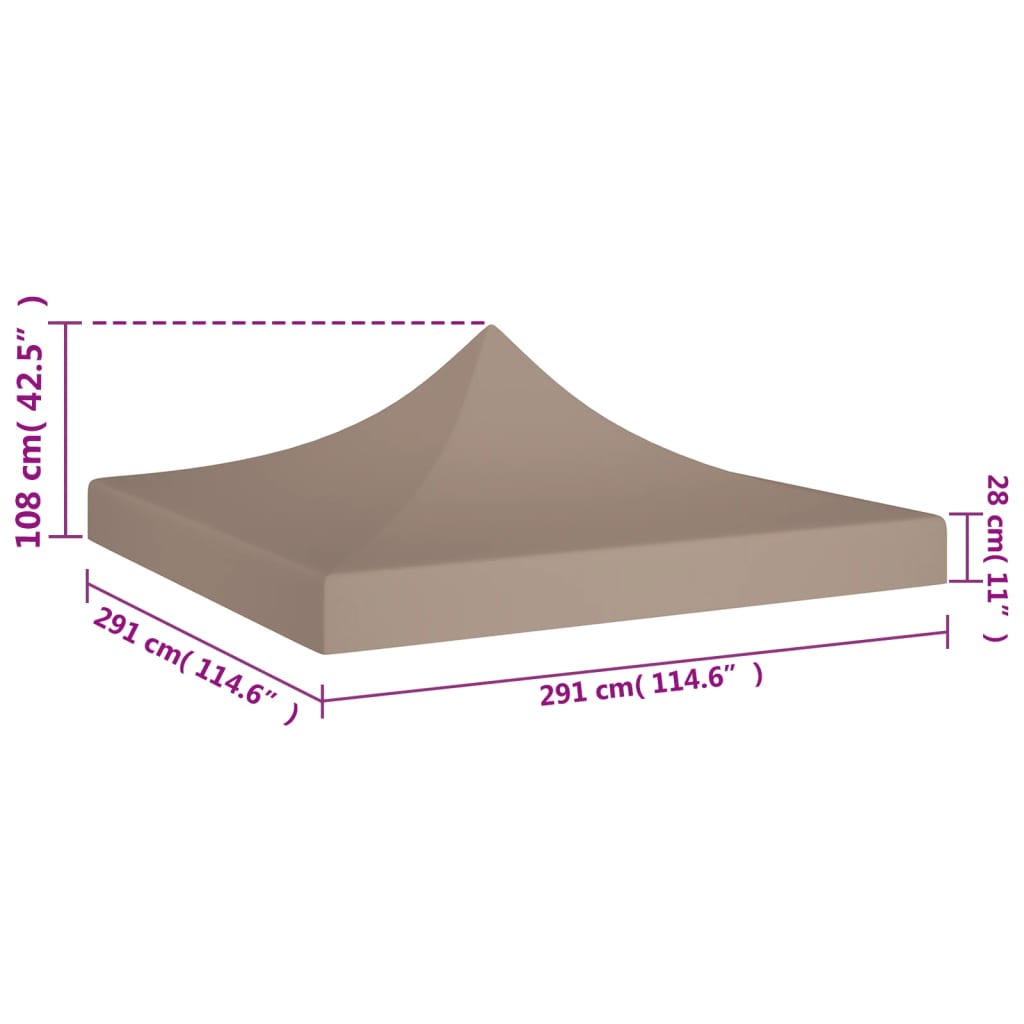 vidaXL Proginės palapinės stogas, taupe spalvos, 3x3m, 270 g/m²