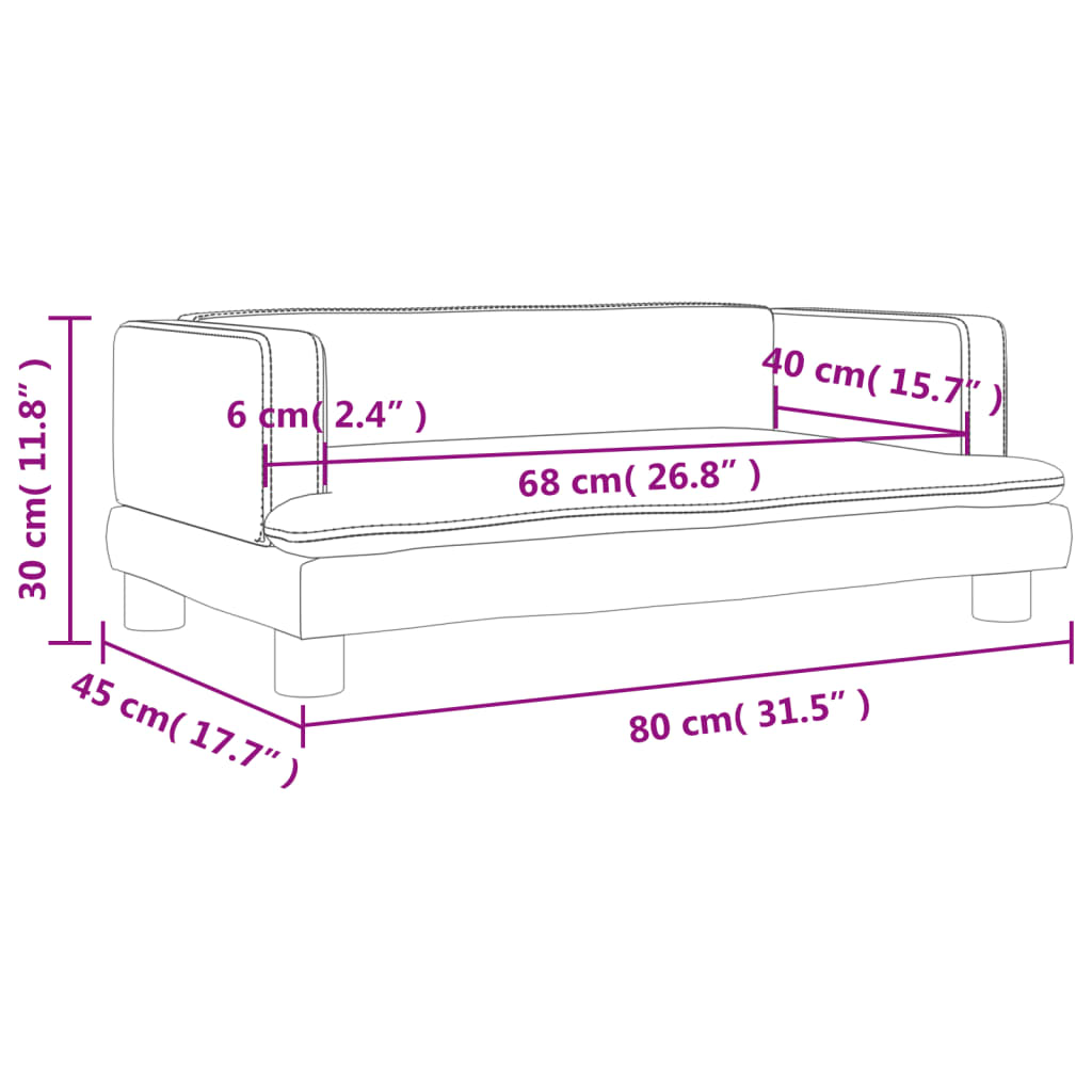 vidaXL Vaikiška sofa, pilkos spalvos, 80x45x30cm, dirbtinė oda