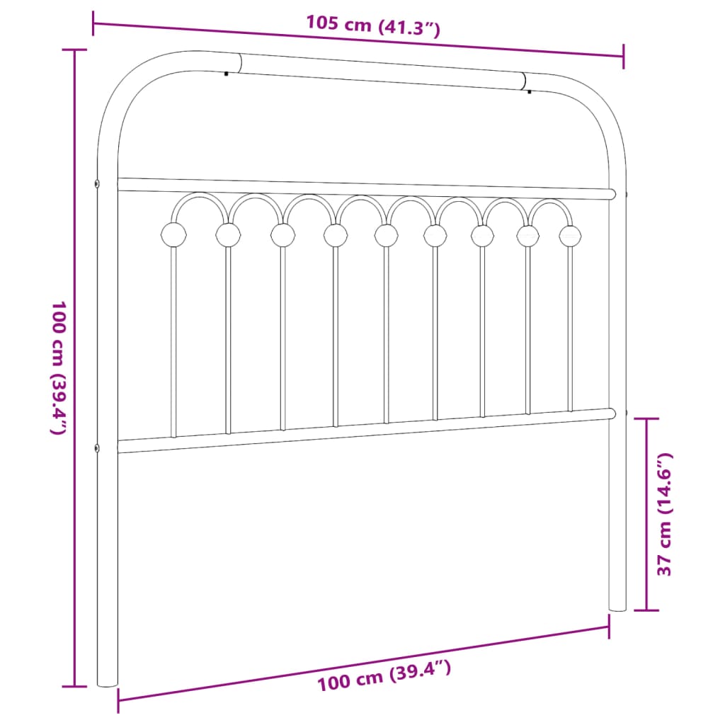 vidaXL Metalinis galvūgalis, baltos spalvos, 100cm