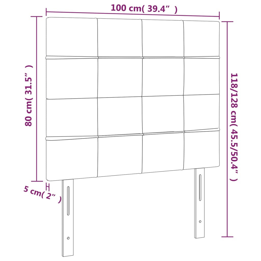 vidaXL Galvūgalis su LED, kreminės spalvos, 100x5x118/128cm, audinys