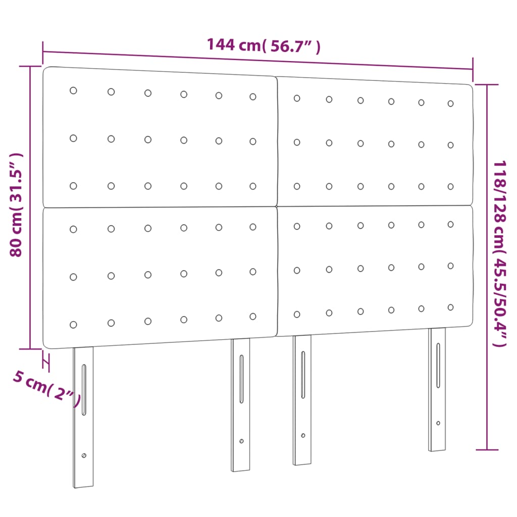 vidaXL Galvūgalis su LED, juodos spalvos, 144x5x118/128cm, audinys