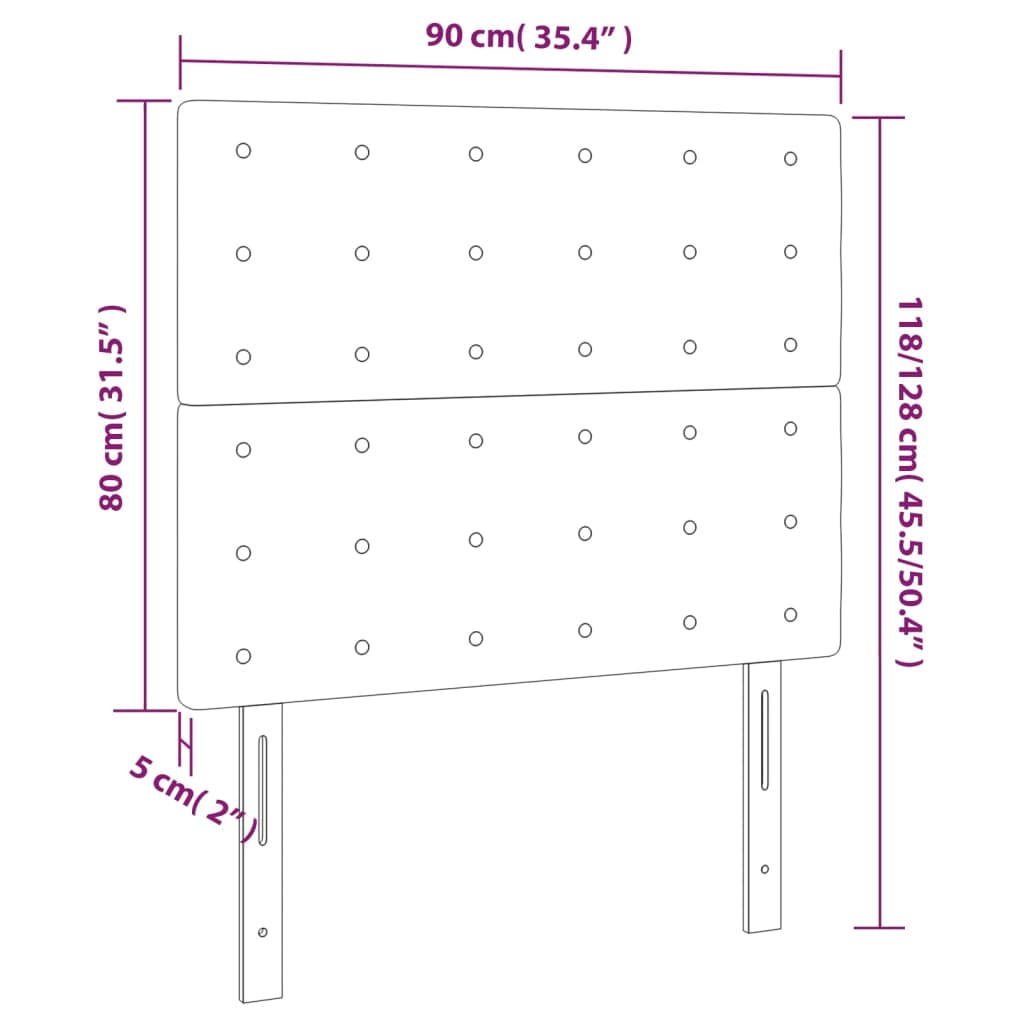 vidaXL Galvūgalis,2vnt., baltos spalvos, 90x5x78/88cm, dirbtinė oda