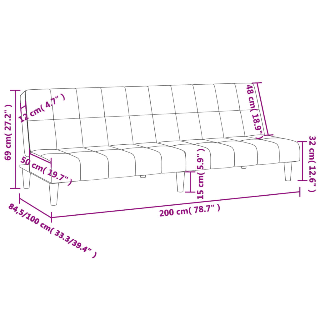 vidaXL Dvivietė sofa-lova, kreminės spalvos, audinys