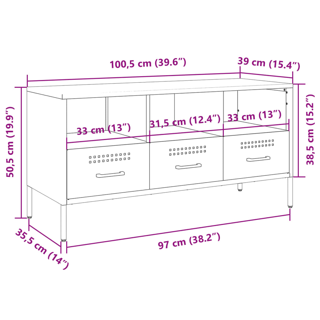 vidaXL Televizoriaus spintelė, rožinė, 100,5x39x50,5cm, plienas