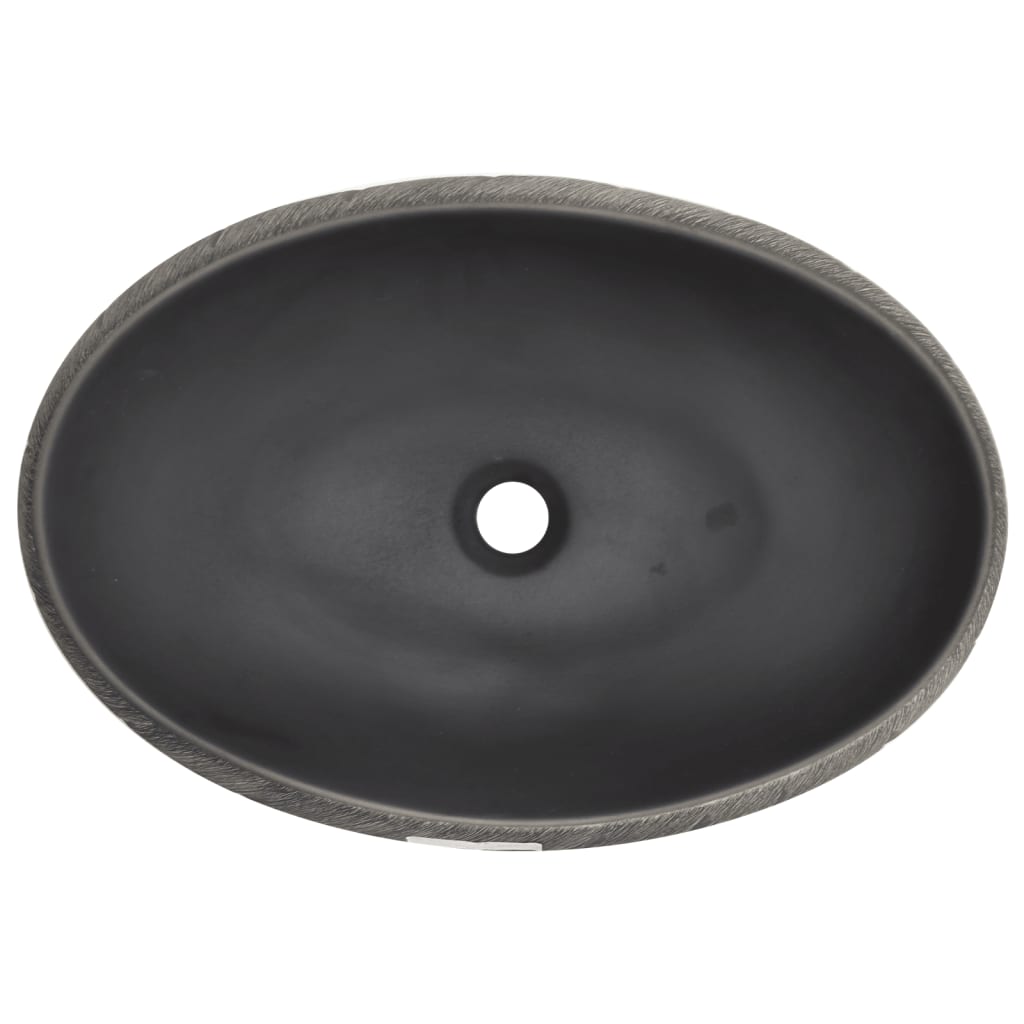 vidaXL Praustuvas ant stalviršio, juodas/pilkas, 59x40x15 cm, keramika