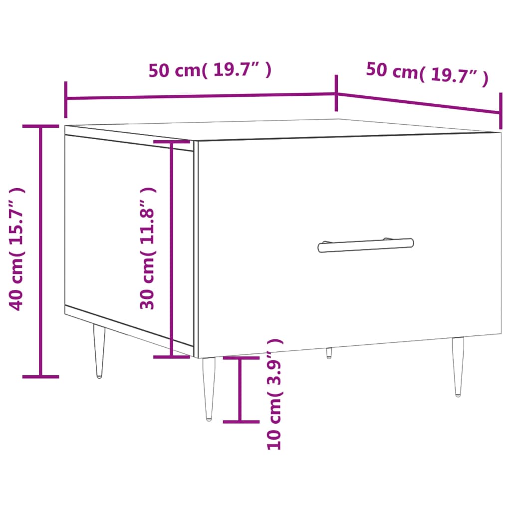 vidaXL Kavos staliukai, 2vnt., balti, 50x50x40cm, mediena, blizgūs