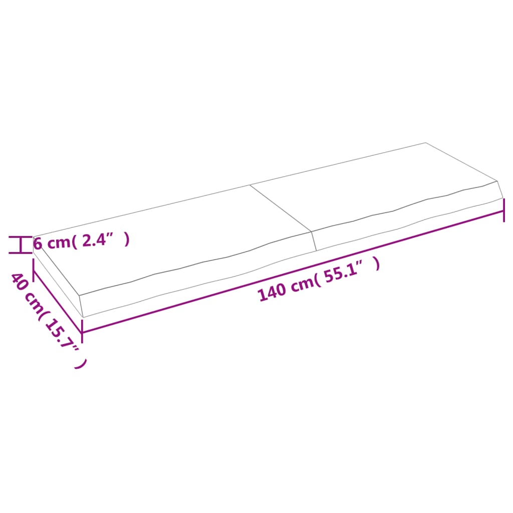 vidaXL Vonios stalviršis, tamsiai rudas, 140x40x(2–6)cm, mediena