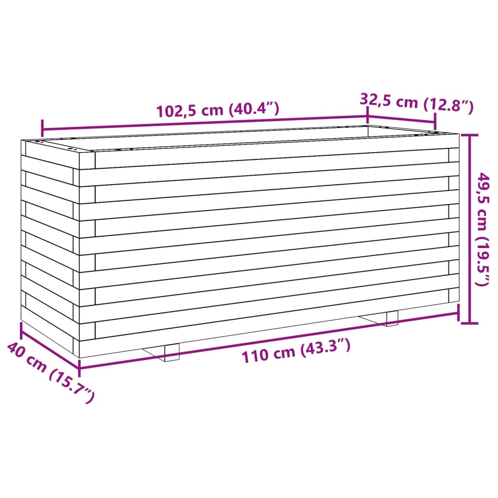 vidaXL Sodo lovelis, 110x40x49,5cm, impregnuota pušies mediena