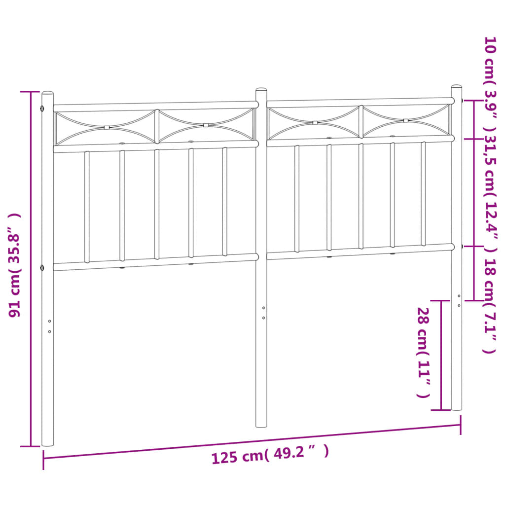 vidaXL Metalinis galvūgalis, juodos spalvos, 120cm