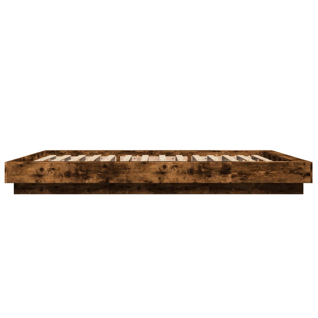 vidaXL Lovos rėmas, dūminio ąžuolo, 135x190cm, apdirbta mediena