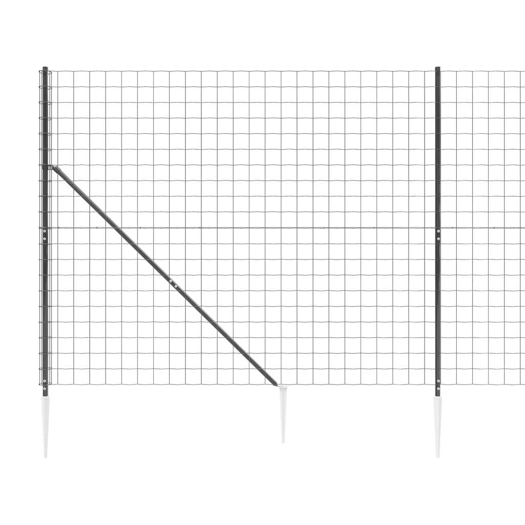 vidaXL Vielinė tinklinė tvora su smaigais, antracito spalvos, 1,4x10m