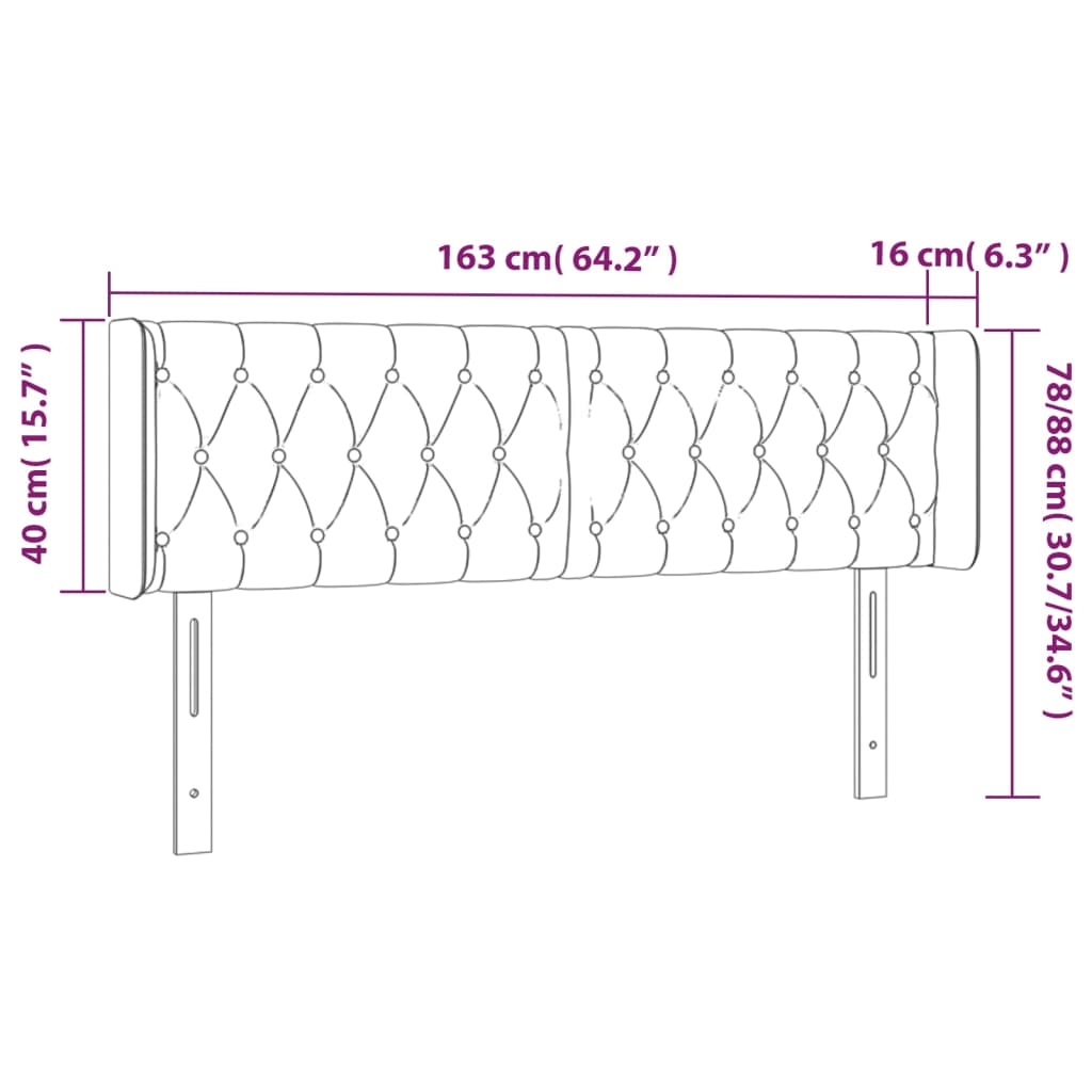 vidaXL Galvūgalis su LED, tamsiai pilkas, 163x16x78/88cm, audinys