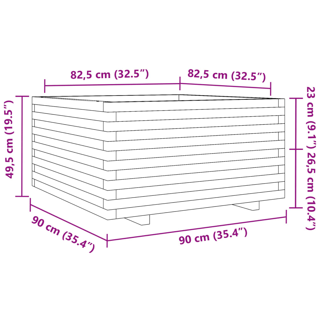 vidaXL Sodo lovelis, 90x90x49,5cm, impregnuota pušies mediena