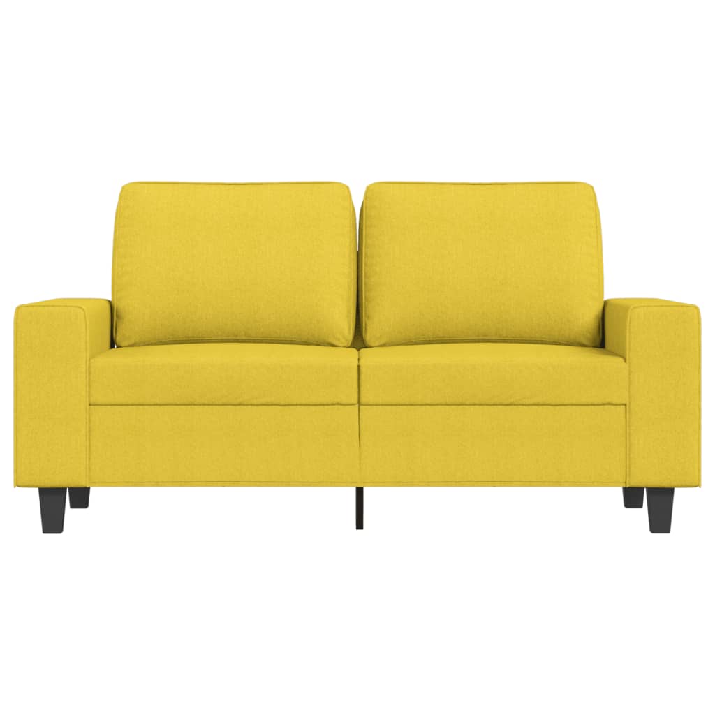 vidaXL Dvivietė sofa, šviesiai geltonos spalvos, 120cm, audinys