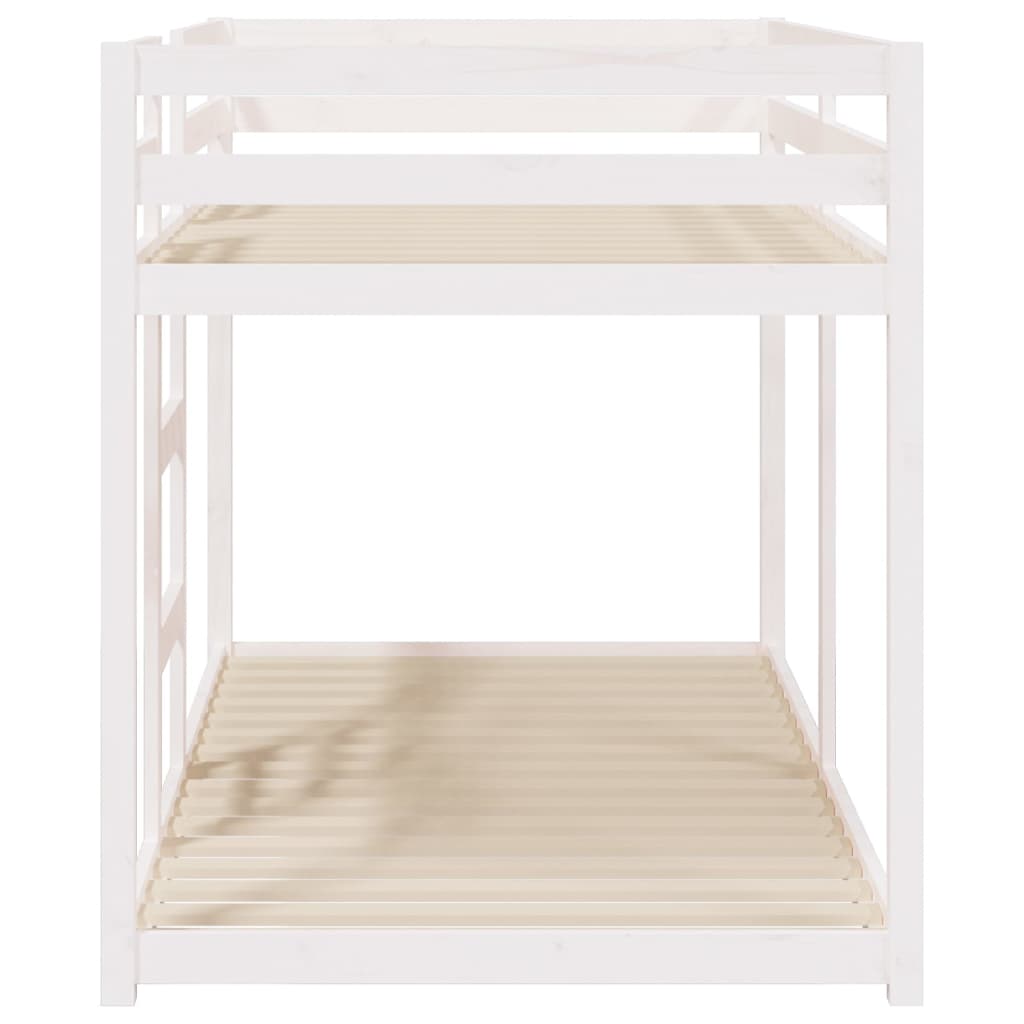 vidaXL Dviaukštė lova, balta, 90x190cm, pušies medienos masyvas