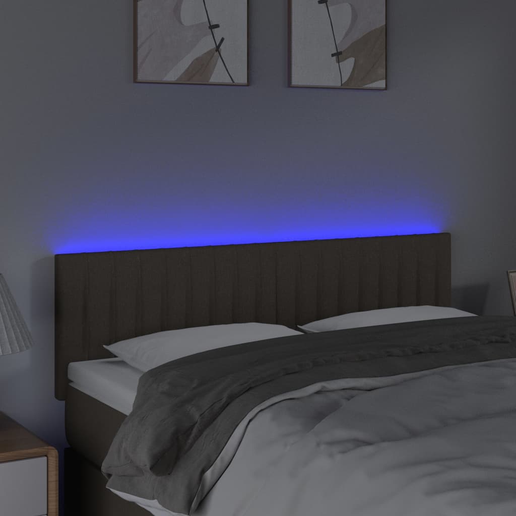 vidaXL Galvūgalis su LED, taupe spalvos, 144x5x78/88cm, audinys