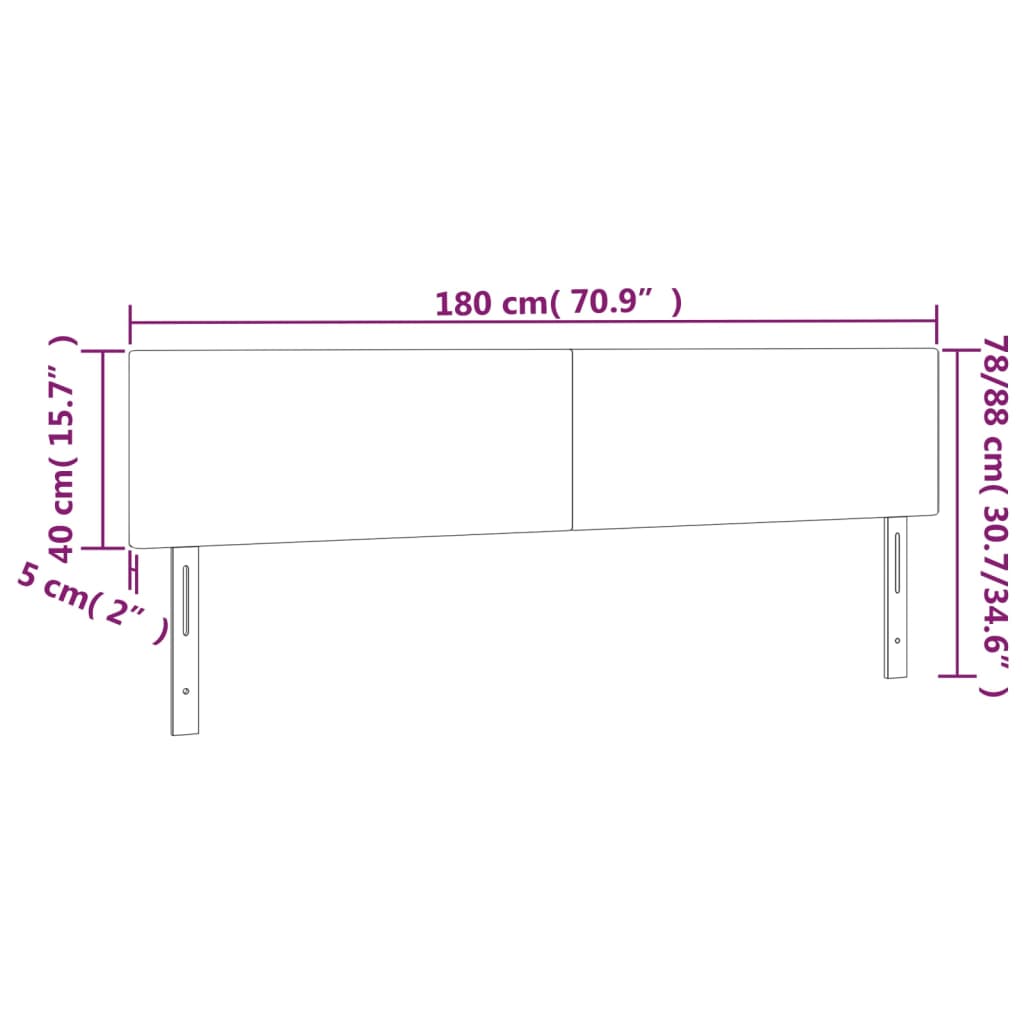 vidaXL Galvūgalis su LED, šviesiai pilkas, 180x5x78/88cm, aksomas